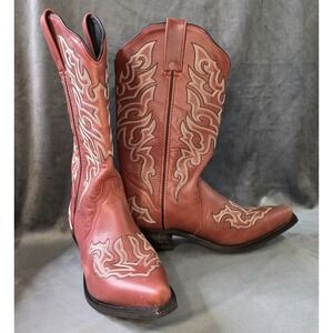 Women's Poron Cowboy Brown Reddish Leather Boot  Size 8M
